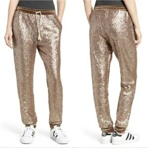 Somedays Lovin Rose Gold Sequin Jogger Pants